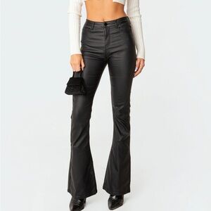 Edikted Luna Faux Leather Flare Jeans Pants Size Medium